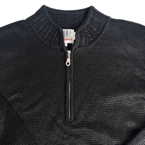 Vintage Tia Italia PullOver Quarter Zip Black Sweater Size Medium - Picture 9 of 12